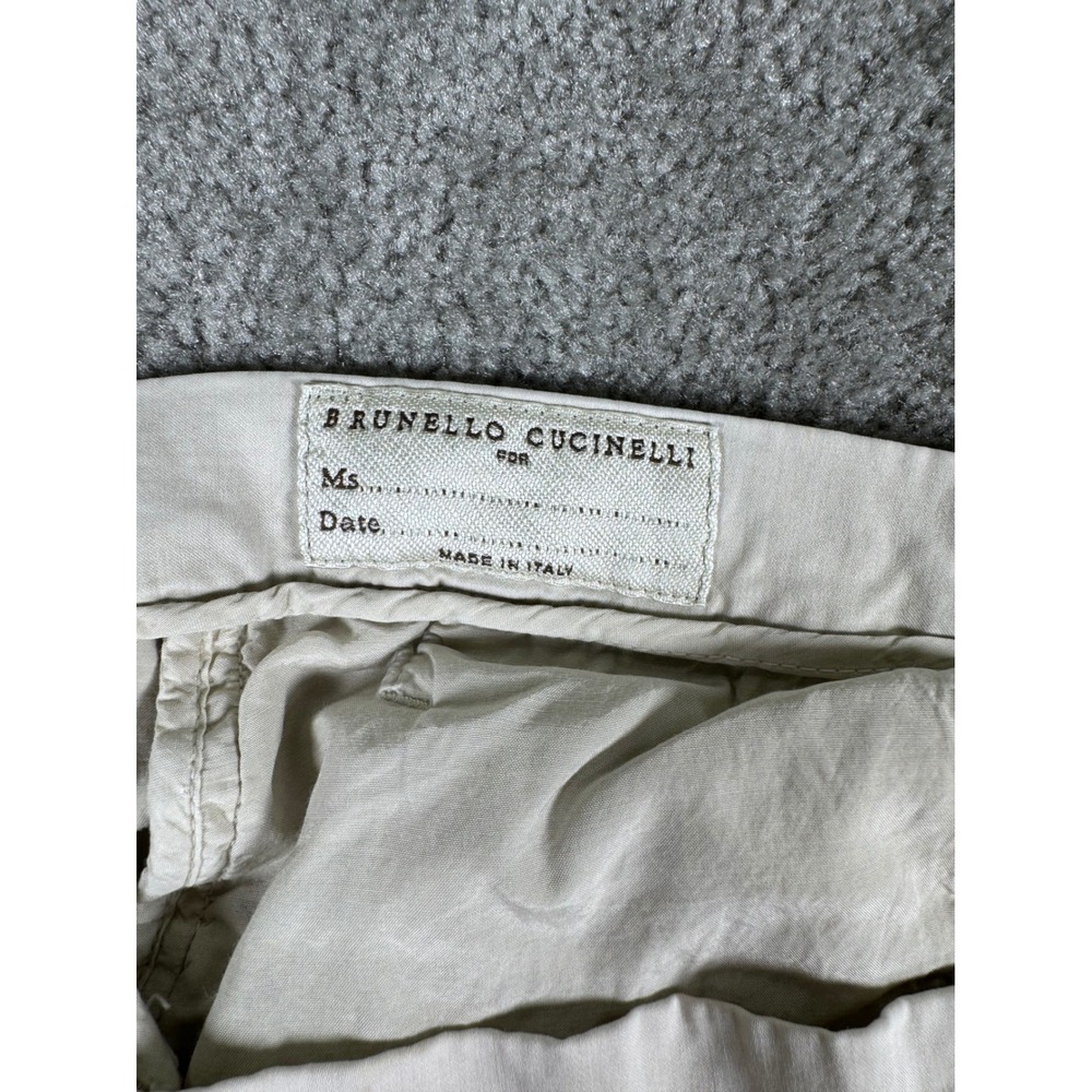Brunello Cucinelli Tan Stretch Coton Trouser Made in Italy Women Size 6 US 42 IT - Picture 5 of 7